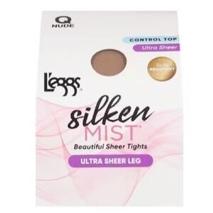 Leggs Silken Mist Control Top Pantyhose (10) Ultra Sheer Leg Nude Q Large LSM200